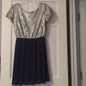 Silver Sequins W/ Flowing Bottom Dress